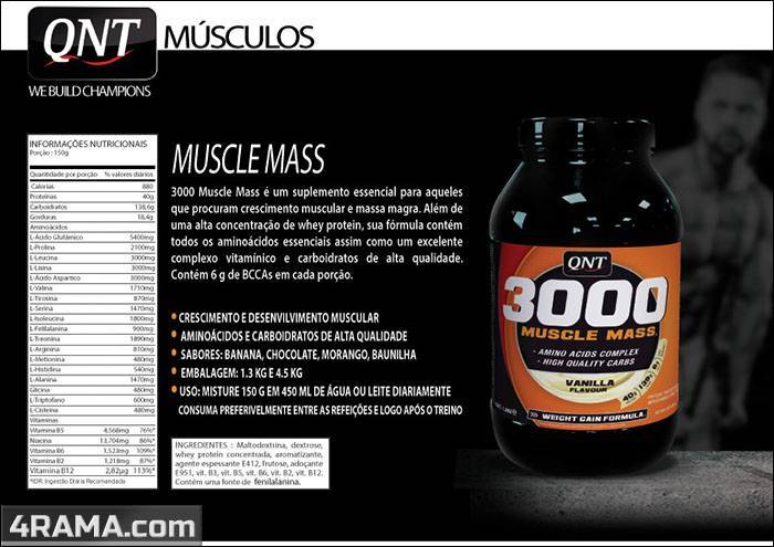 Muscle mass 3000 от qnt: как принимать, состав и отзывы