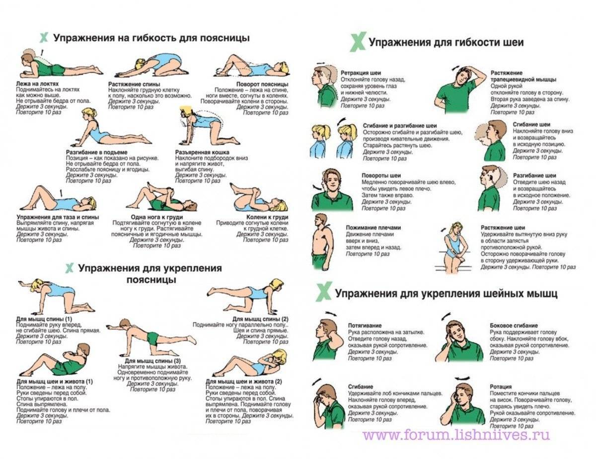 Лфк при шейном остеохондрозе: 16 действенных упражнений, правила тренировок