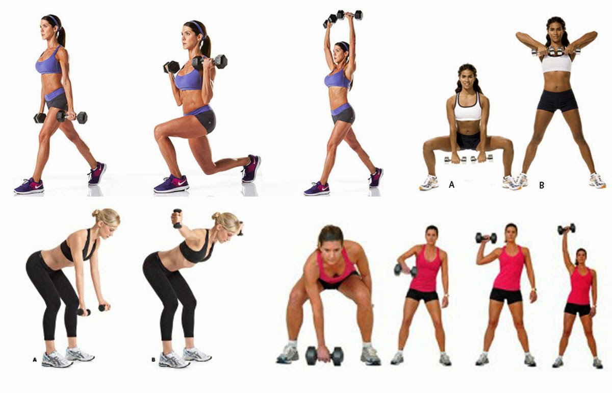 15 упражнений для девушек с гантелями для мышц всего тела